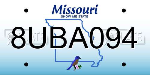 8UBA094 Missouri License Plate