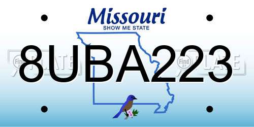 8UBA223 Missouri License Plate