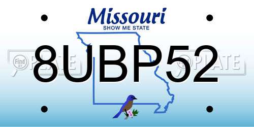 8UBP52 Missouri License Plate