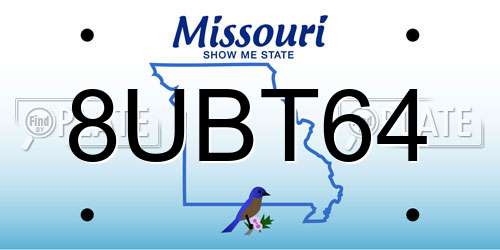 8UBT64 Missouri License Plate