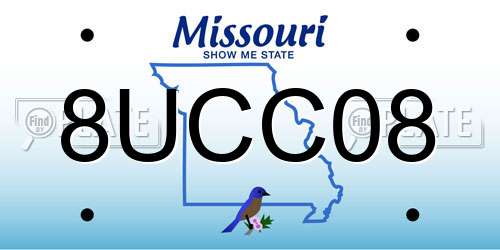 8UCC08 Missouri License Plate