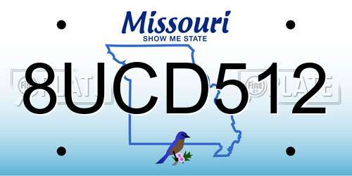 8UCD512 Missouri License Plate