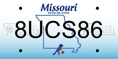 8UCS86 Missouri License Plate