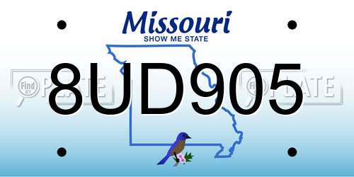 8UD905 Missouri License Plate