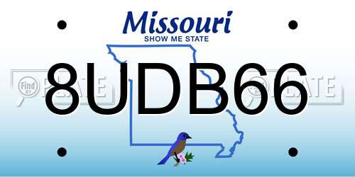 8UDB66 Missouri License Plate