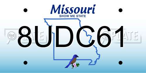 8UDC61 Missouri License Plate