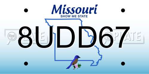 8UDD67 Missouri License Plate