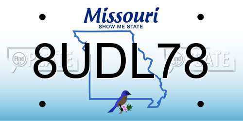 8UDL78 Missouri License Plate