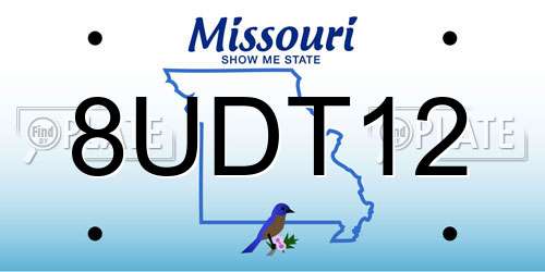 8UDT12 Missouri License Plate