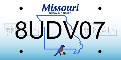 8UDV07 Missouri License Plate