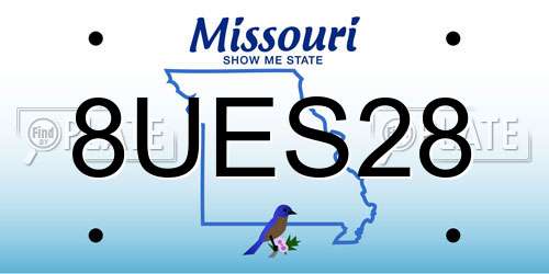 8UES28 Missouri License Plate