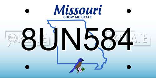 8UN584 Missouri License Plate
