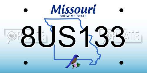 8US133 Missouri License Plate
