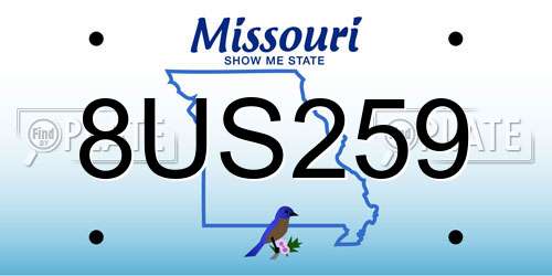 8US259 Missouri License Plate