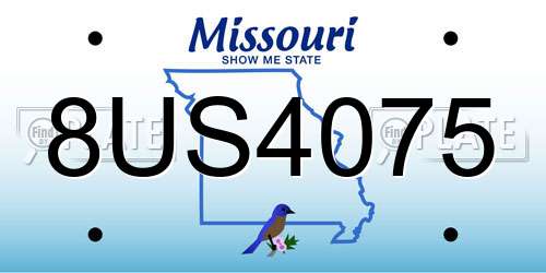 8US4075 Missouri License Plate