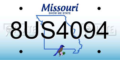 8US4094 Missouri License Plate