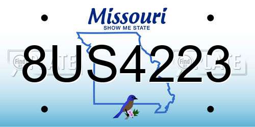 8US4223 Missouri License Plate