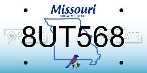 8UT568 Missouri License Plate