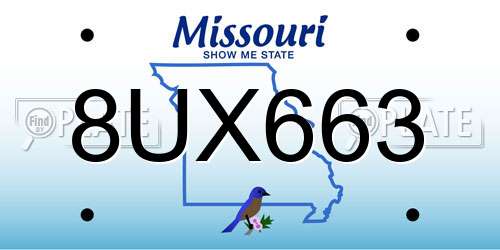 8UX663 Missouri License Plate
