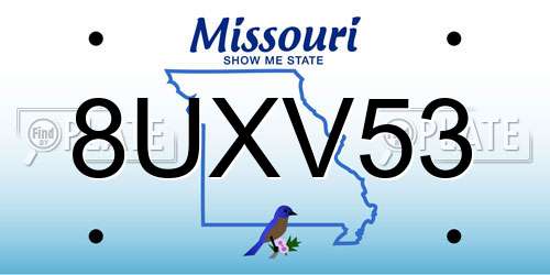 8UXV53 Missouri License Plate