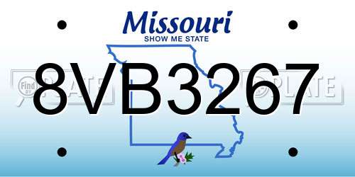 8VB3267 Missouri License Plate