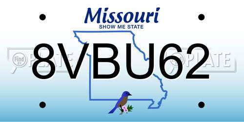 8VBU62 Missouri License Plate
