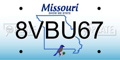 8VBU67 Missouri License Plate