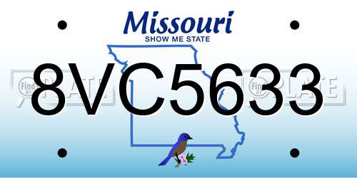 8VC5633 Missouri License Plate