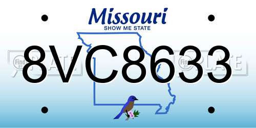8VC8633 Missouri License Plate