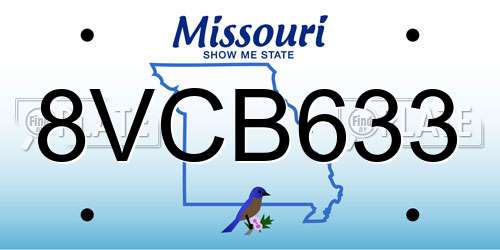 8VCB633 Missouri License Plate