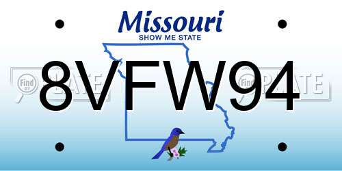 8VFW94 Missouri License Plate