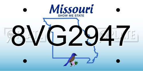 8VG2947 Missouri License Plate