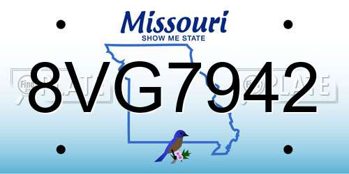 8VG7942 Missouri License Plate