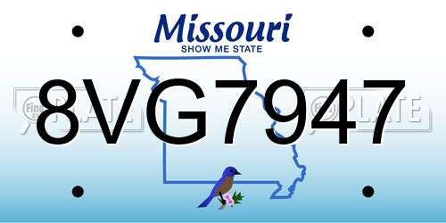 8VG7947 Missouri License Plate