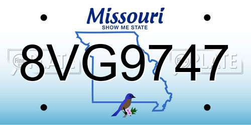 8VG9747 Missouri License Plate