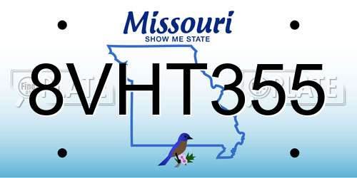 8VHT355 Missouri License Plate