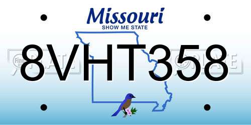 8VHT358 Missouri License Plate