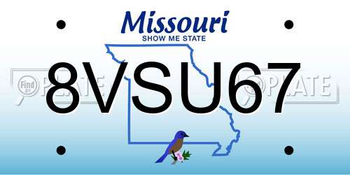 8VSU67 Missouri License Plate