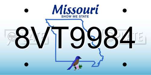 8VT9984 Missouri License Plate