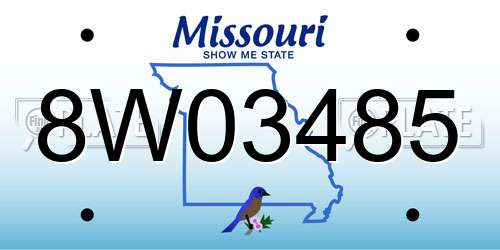 8W03485 Missouri License Plate