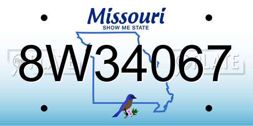 8W34067 Missouri License Plate