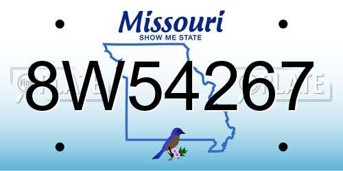 8W54267 Missouri License Plate