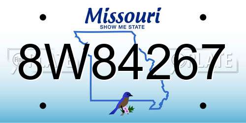 8W84267 Missouri License Plate