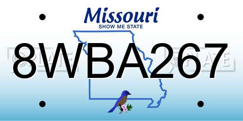 8WBA267 Missouri License Plate