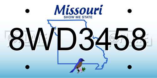 8WD3458 Missouri License Plate