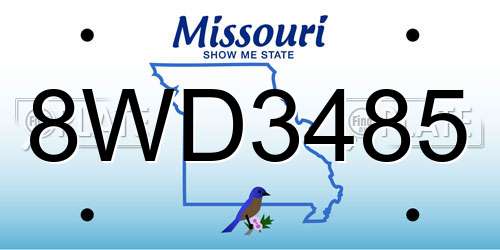 8WD3485 Missouri License Plate