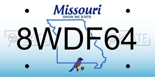 8WDF64 Missouri License Plate
