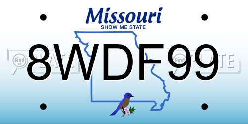 8WDF99 Missouri License Plate