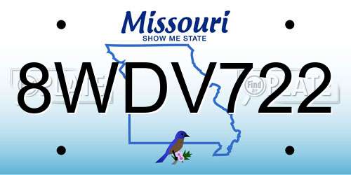 8WDV722 Missouri License Plate