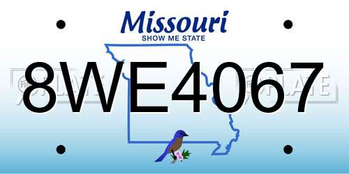 8WE4067 Missouri License Plate